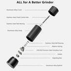 Luvan Pepper Grinder Mill, Heavy Duty Aluminum Manual Pepper Mill, Professional Grade Pepper Grinder with Stainless Steel Blade and Adjustable Coarseness, Black Pepper Mill Grinder Refillable Gift Set