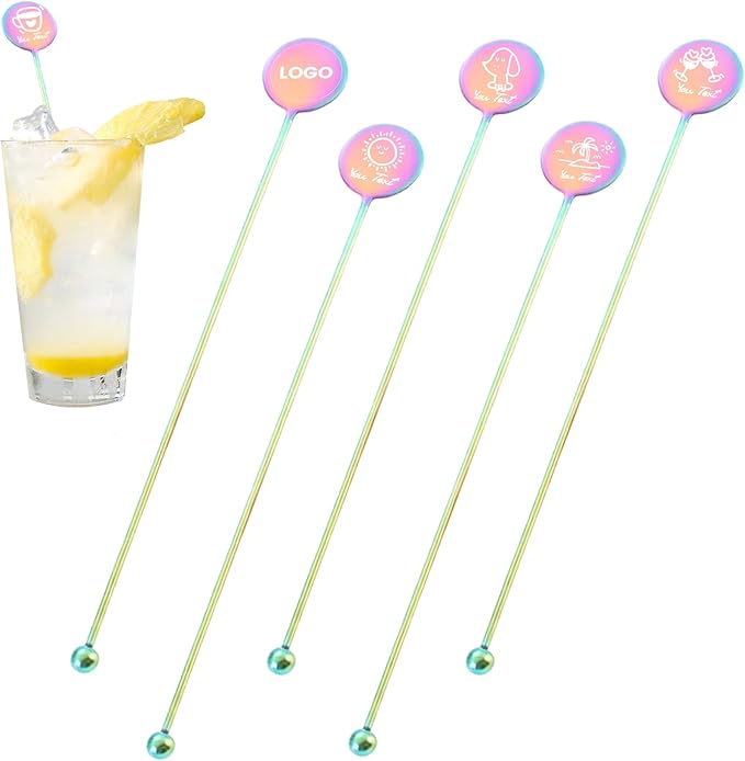 6.89inch Custom Drink Stirrers, Metal Stir Sticks 3 Count Personalized Beverage Stirrers, Stainless Steel Swizzle Sticks for Wedding Cocktail (Dazzling)