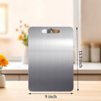 Titanium Cutting Boards for Kitchen Double Sided Pure Titanium Cutting Board with Handle, Suitable for Meat, Vegetables, and Fruits，Metal Cutting Board Lightweight and Easy to Clean (13.3 x 9)