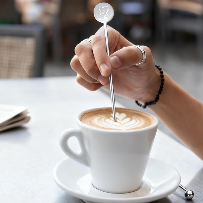 6.89inch Custom Drink Stirrers, Metal Stir Sticks 3 Count Personalized Beverage Stirrers, Stainless Steel Swizzle Sticks for Wedding Cocktail (Silver)