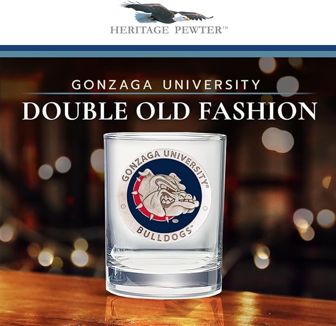 Heritage Pewter Gonzaga Double Old Fashion | Double Rocks Glass 14 OZ for Liquor | Expertly Crafted Pewter Glass