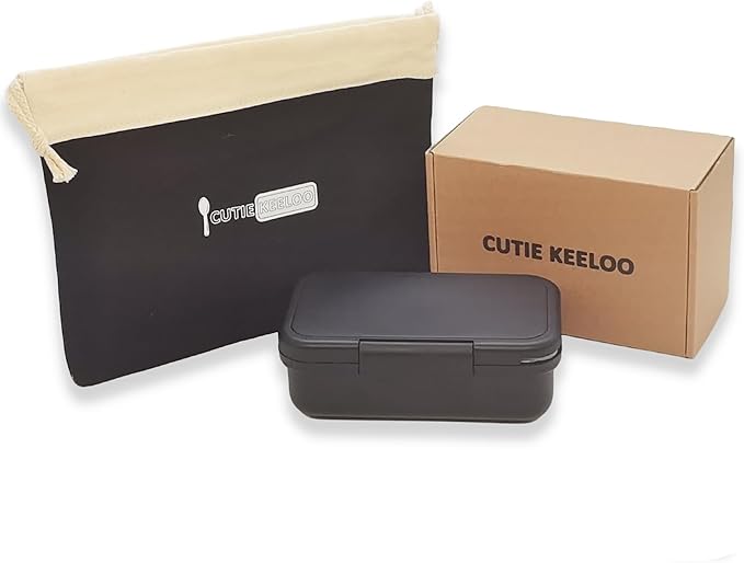 Stainless Steel Bento Box for Adults - Leakproof Microwave Safe Lunch Box for Work, Meal Prep and On the Go with Utensils & Canvas Bag (Black)