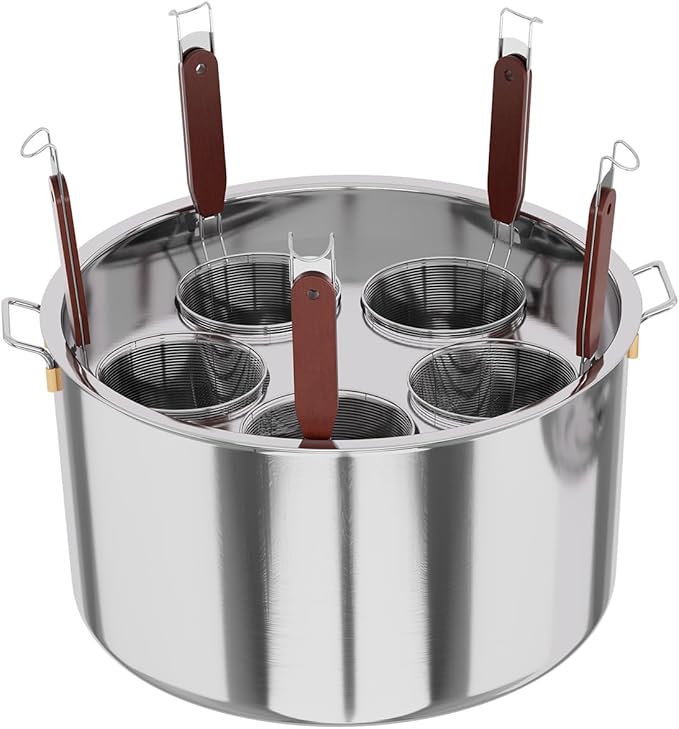 Pasta Pot With Strainer Basket,Large 5 Holes Pasta Pot with Insert for Cooking, Pot With Strainer Lid Stainless Steel for Home Kitchen