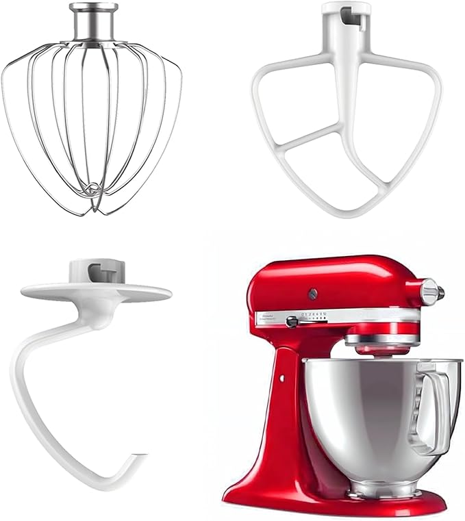3-Piece Set Mixer Accessories for KitchenAid 4.5QT Tilt-Head Stand Mixers, Stainless Steel K45WW, Enameled K45DH & Enameled K45B, All Dishwasher Safe