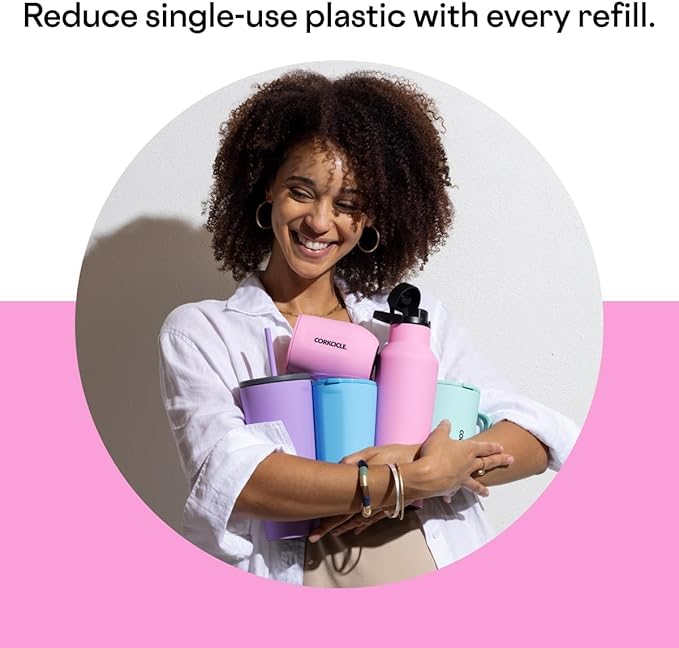 Corkcicle Sport Canteen Insulated Tumbler, Pink Pop, 20 oz – Reusable Water Bottle Keeps Beverages Cold for 25 Hours & Hot 12 Hours – Cupholder Friendly Tumbler with Screw-On Cap