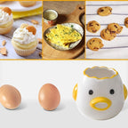 ZOSTLAND Egg Yolk Separator, HQ Creative Ceramics Cute Little Chicken Egg Yolk White, Funny Style Simple Automatic Separation Baking Assistant Tool (Upgrade Blue Chick)