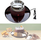 Electric Maker Electric Fondue Pot Set with Forks 4 Detachable Trays Maker Set for Wedding Family Party Indoor, Reddish Brown