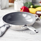 GreenPan Chatham Tri-Ply Stainless Steel Healthy Ceramic Nonstick 11" Wok Pan, PFAS-Free, Multi Clad, Induction, Dishwasher Safe, Oven Safe, Silver