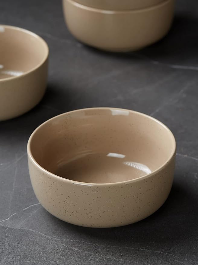 famiware Milkyway Cereal Bowl, Soup Bowls for 4, 25 Ounce Bowls Set for Kitchen, Bowl Set for Cereal Soup Rice Pasta Salad Oatmeal, Cinnamon Brown