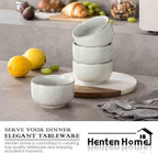 Henten Home Ceramic Salad Bowl Set, 15 OZ Cereal Bowls Set of 4, Porcelain Rice Bowls for Kitchen, Reactive Glaze Serving Soup Bowls for Snack, Pasta, Microwave Safe (Grey)