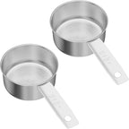 2PCS 1/2Cup(8Tbsp, 120ml, 4oz) Stainless Steel Measuring Cup, Single Metal Scoop for Wet and Dry Ingredients, Great Kitchen Gadgets for Cooking