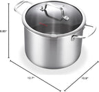 DELARLO Tri-Ply Stainless Steel 8 Quart Stock Pot, Heavy-Duty, All Stove Compatible, Up to 600℉ Soup Pot with Lid, 18/10 Induction Big Stockpot with Lids, Large Stainless Steel Induction for Cooking