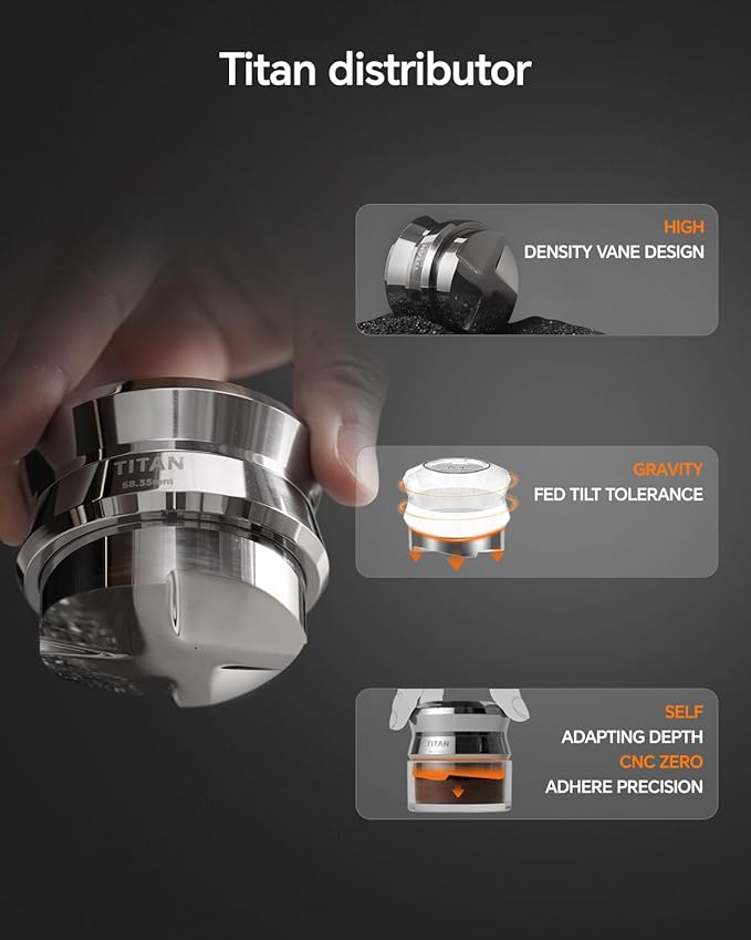 58.35mm Espresso Gravity Distributor Tool - MUVNA Adaptive Coffee Distributor Leveler for 58mm Breville Portafilters, Automatic Depth Setting Full-metal Stainless Steel