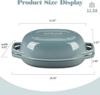 Enameled Cast Iron Oval Dutch Oven Pot with Lid, Dutch Oven for Sourdough Bread Baking, Oval Bread Pan, 5qt, Seasalt