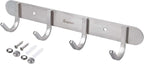 Coat Hook Rack Brushed Nickel 10.6-Inch Coat&Towel Hook Rail Wall Mounted with 4 Hooks, Durable Wall Hangers for Bedroom, Bathroom, Foyer, Hallway (SUS304 Stainless Steel)