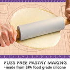 Silicone Pastry Baking Mat Non Stick-Large Rolling Dough with Measurements-Non Slip Pizza,Fondant,Pie,Cake Baking Mat - 26 x 16 Inch By Cook Time(Purple)