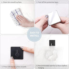 VIS'V Adhesive Towel Hooks, Waterproof Shower Wall Stick on Hooks, 2 Extra Adhesive Strips, Black, 4 Pcs
