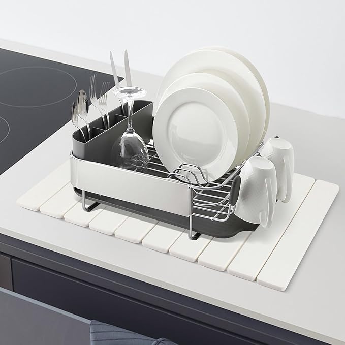 24" x 16" Large Stone Drying Mat for Kitchen Counter , Quick Absorbent Diatomaceous Earth Dish Drying Mat , Rollable Stone Drying Mat for Kitchen Dishes Bottles Cups , Match any Countertop