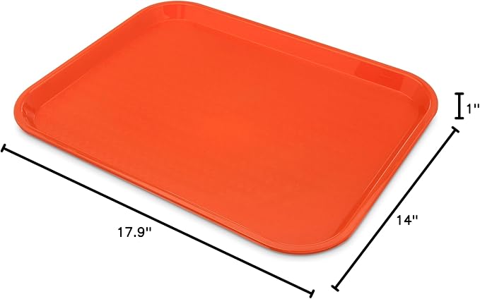 Carlisle FoodService Products Cafe Fast Food Cafeteria Tray with Patterned Surface for Cafeterias, Fast Food, And Dining Room, Plastic, 17.87 X 14 X 0.98 Inches, Orange