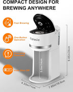 Single Serve Coffee Maker for K-Cup and Ground Coffee, Fast Brew, 6-12 oz Brew Sizes One Cup Coffee Machine Fits 5.5" Mugs, One-Button Small Coffee Maker with Descaling Reminder,White