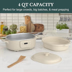 4 Quart Programmable Slow Cooker with Flexible Easy Programming, 8-in-1 Claypot Multi Cooker, Removable Crock, Nonstick, Oven Safe Pot to 450°F, Oatmeal