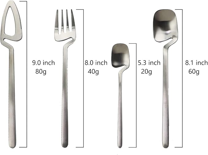 JASHII Silverware Set Satin Finish 24-Piece Stainless Steel Flatware Set Kitchen Utensil Set Service for 6 Tableware Cutlery Set Dishwasher Safe (Matte Champagne Gold)