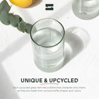 IWAS Upcycled Tall Clear Drinking Glasses | 350 ML | 12 OZ | Set of 6 | Sustainable Water and Cocktail Glasses For Home | Environmentally Friendly