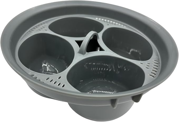4 Eggs Egg Poacher Insert, Ceramic, Round, Blue