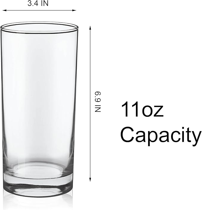 LADY&HOME Highball Glasses Set of 8,13oz Tall Drinking Glasses,Lead-Free Water Glasses,Mojito Glass Cups,Cocktail Bar Glassware Set (Clear)