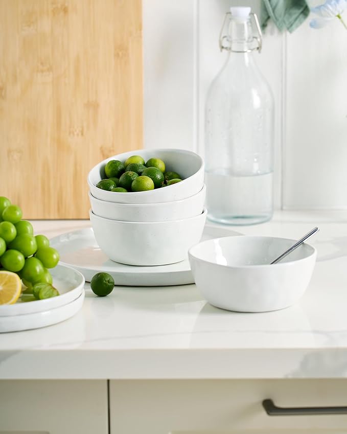 Famiware Mars Plates and Bowls Set, 18 Pieces Dinnerware Sets, Dishes Set for 6, White