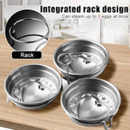 Egg Poacher,Stainless Steel Egg Boiler Maker With Oil Brush Round/Heart Shaped for Making Boiled Eggs