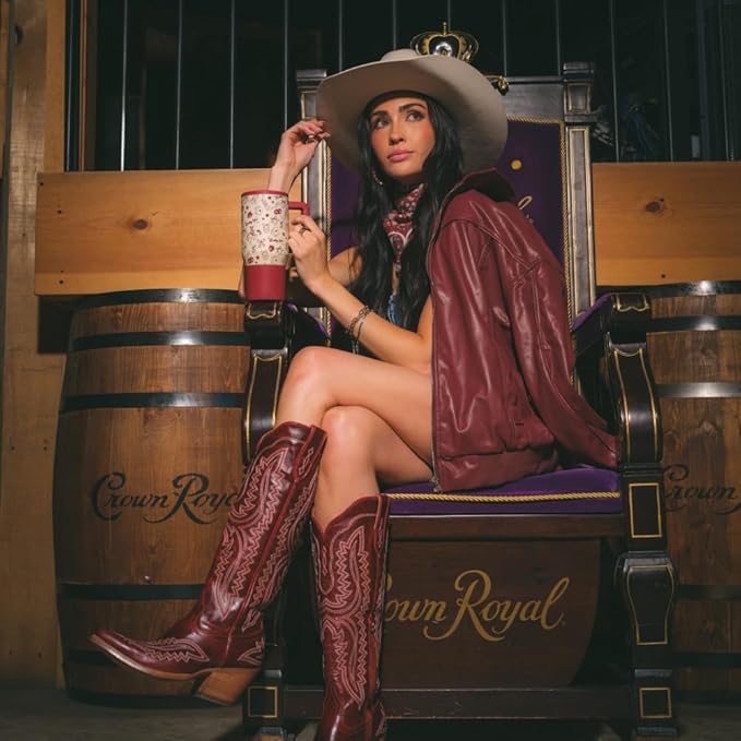 HydroJug Traveler - 20 oz Water Bottle with Handle & Flip Straw - Fits in Cup Holder, Leak Resistant Tumbler-Reusable Insulated Stainless Steel & Rubber Base - Gifts for Women & Men, Red Western Charm