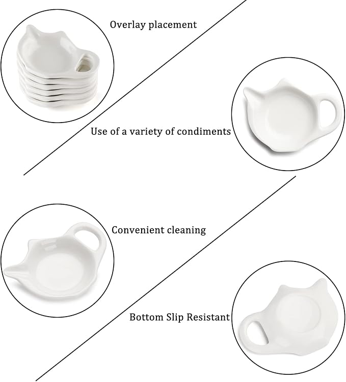 Tea Bag Holder for Used Tea Bag Teapot Shaped Tea Bag Coasters - Keep Your Tea Time Tidy and Organized with Tea Bag Saucers Set of 6