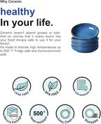 LE TAUCI Pasta Bowls 45 Ounce, Ceramic Salad Bowl, Large Serving Bowl Set - Set of 4, Ceylon Blue