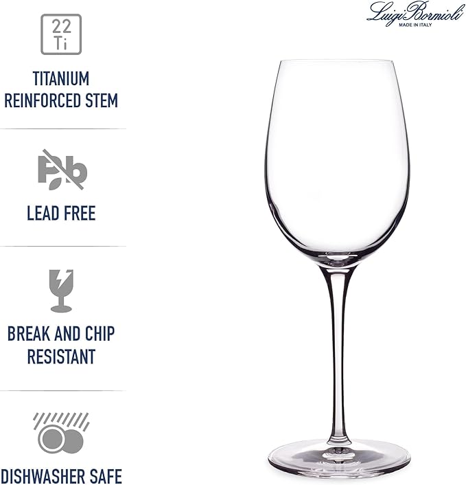 Luigi Bormioli Crescendo Bordeaux Wine Glasses, Set of 4-20 Oz. Lead-Free Crystal with Titanium Reinforced Stems - Laser Cut Rims, Seamless Design & Flat Foot - Made in Italy, Dishwasher Safe