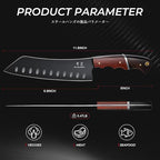 Santoku Knife 7 Inch - Japanese Chef Knife for Fish, Bunka Knife for Meat, Kiritsuke Knife for Vegetables, Black Slicing Knives with Full Tang Handle, Gift for Men Women