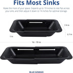 BLUE GINKGO Over the Sink Colander Strainer Basket - Wash Vegetables and Fruits, Drain Cooked Pasta and Dry Dishes - Extendable - New Home Kitchen Essentials - Black