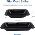 BLUE GINKGO Sink Colander Baskets - (Pack of 2) Wash Vegetables and Fruits, Drain Cooked Pasta and Dry Dishes - Extendable - New Home Kitchen Essentials (2 Black)