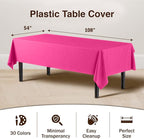 Exquisite 12-Pack Premium Plastic Tablecloth 54in. x 108in. Rectangle Table Cover - Cerise