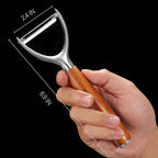 Serrated Blade Premium Y Type 304 Stainless Steel Multifunctional Kitchen Peeler Real Wood Handle Ultra Sharp Blade Vegetable Potato Apple(Boluoge)