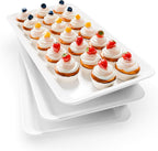 Extra Large Serving Tray Melamine Plastic for Party Supplies, 17" x 8.6" Platters for Serving Food, 3 pcs White Reusable Tray for Veggie, Snack, Fruit, Cookies, Desserts in Kitchen/Pantry Organization