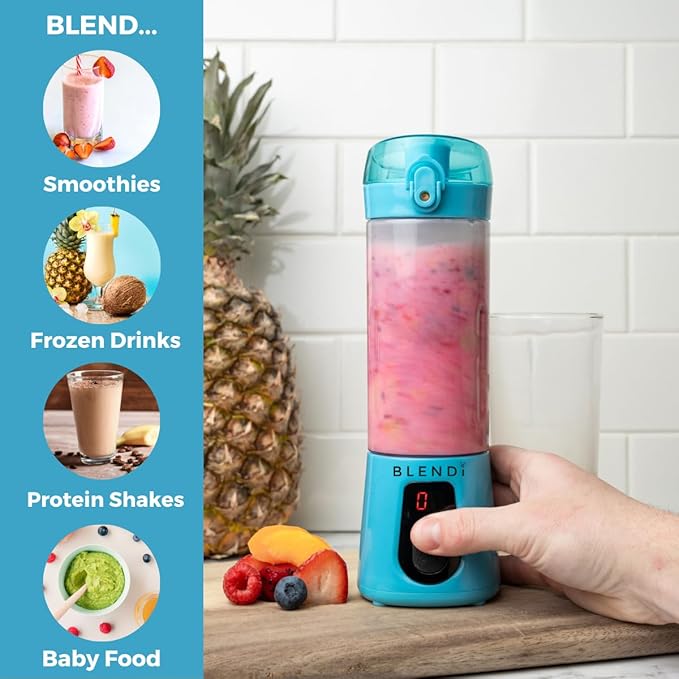 BLENDi Pro+ Portable Blender (New 2025 Model, 17.5oz, Turquoise) – Upgraded 120W Motor, USB-C Rechargeable, Cordless Personal Blender Smoothies & Shakes – BPA-Free, Self-Cleaning, Travel-Friendly