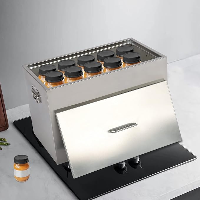 Stainless Steel Commercial Water Bath Canner,54 Quart Stove Top Water Bath Canner with 2 Canning Racks,Thermal Conductivity Uniform Stainless Steel Canning, Sunken Lid Design for High-Acid Food