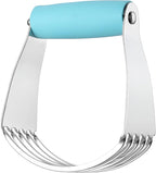Spring Chef Dough Blender, Top Professional Pastry Cutter, Heavy Duty Baking Tool with Stainless Steel Blades, Medium Size, Aqua Sky