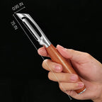 Premium I Type 304 Stainless Steel Multifunctional Kitchen Peeler Real Wood Handle Ultra Sharp Blade Vegetable Potato Apple(Aosuan)