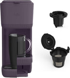 BELLA Single Serve Coffee Maker, K Cup & Coffee Ground Compatible with Removable, Adjustable Drip Tray, Auto Shutoff & Reusable Dishwasher Safe Accessories, Brews 6oz to 14oz, 1000 Watt, Plum