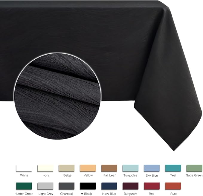 maxmill Jacquard Tablecloth Swirl Design Spillproof Wrinkle Free Heavy Weight Soft Table Cloth Decorative Fabric Table Cover for Outdoor and Indoor Use Oblong 60 x 120 Inch Black
