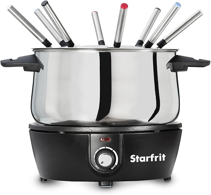 Starfrit Electric Fondue 12PC Set - 3L - Quick Release Magnetic Cord - 1500W - Perfect for Cheese & Chocolate
