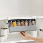 Seasoning Rack with 6 Seasoning Cans, Seasoning Storage Rack Pull-out Seasoning Rack with Seasoning Cans Kitchen Storage Rack Spice Rack Without Drilling (32 X 9.5 X 13.5 CM)