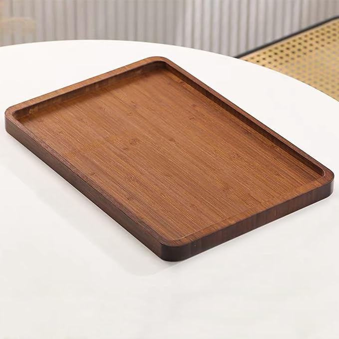Bamboo Serving Tray,Food Tray for Breakfast,Coffee Table,Dinner & Bar, Decorative Tray for Kitchen, Bedroom (Large)